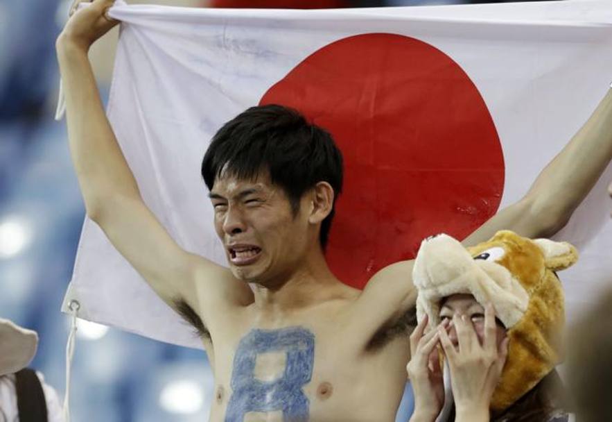 Le lacrime dei tifosi giapponesi. AP